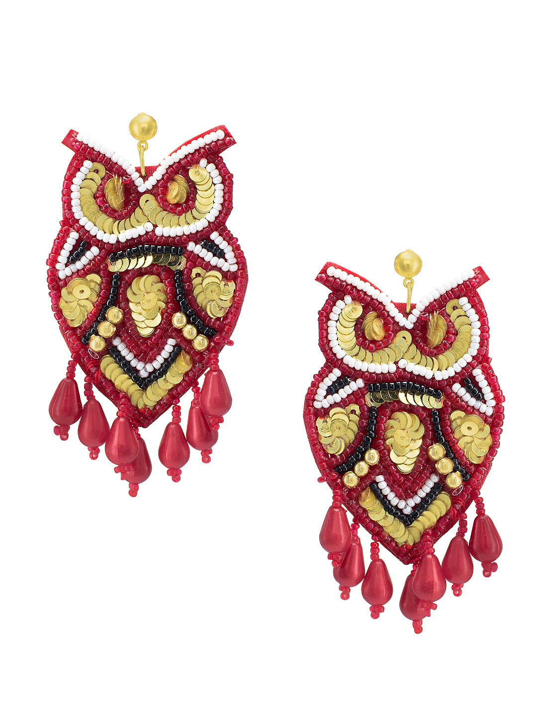 Owl Shaped Beaded Quirky Drop Earrings