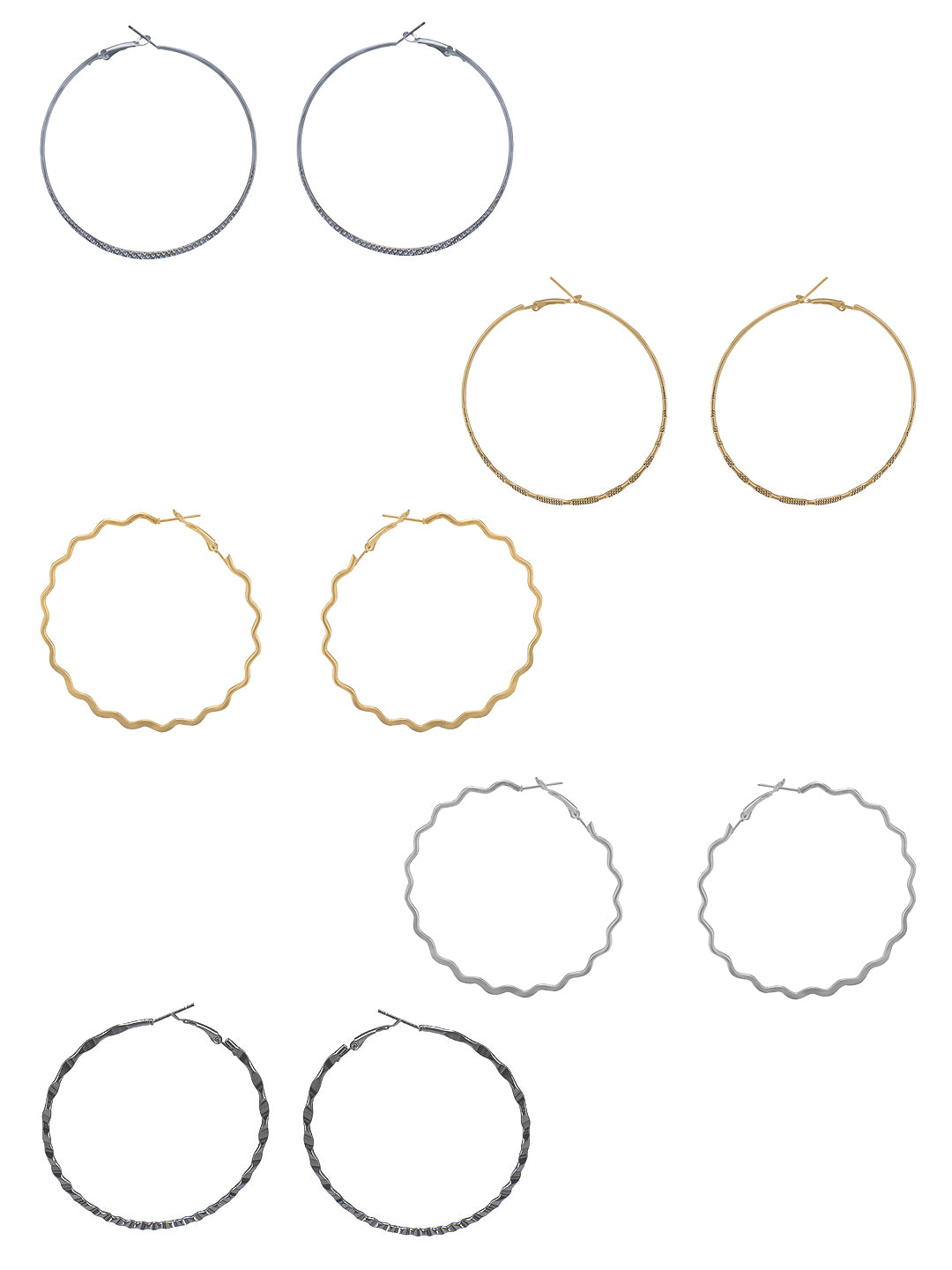 Pack of 5 Silver Plated & Gold Plated Hoop Earrings