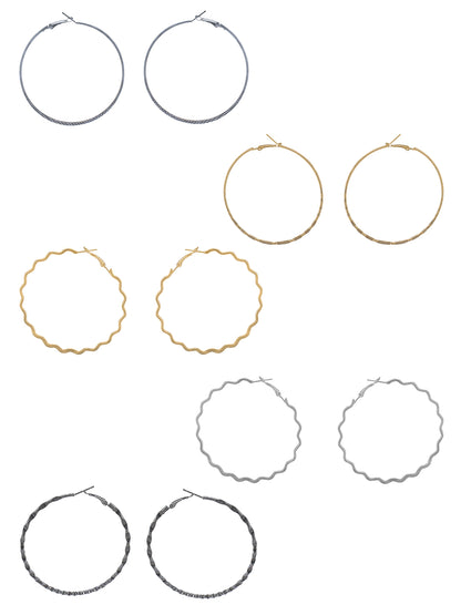 Pack of 5 Silver Plated & Gold Plated Hoop Earrings