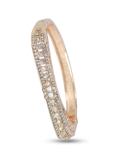 Rose Gold Plated American Diamond Studded Stainless Steel Bracelet