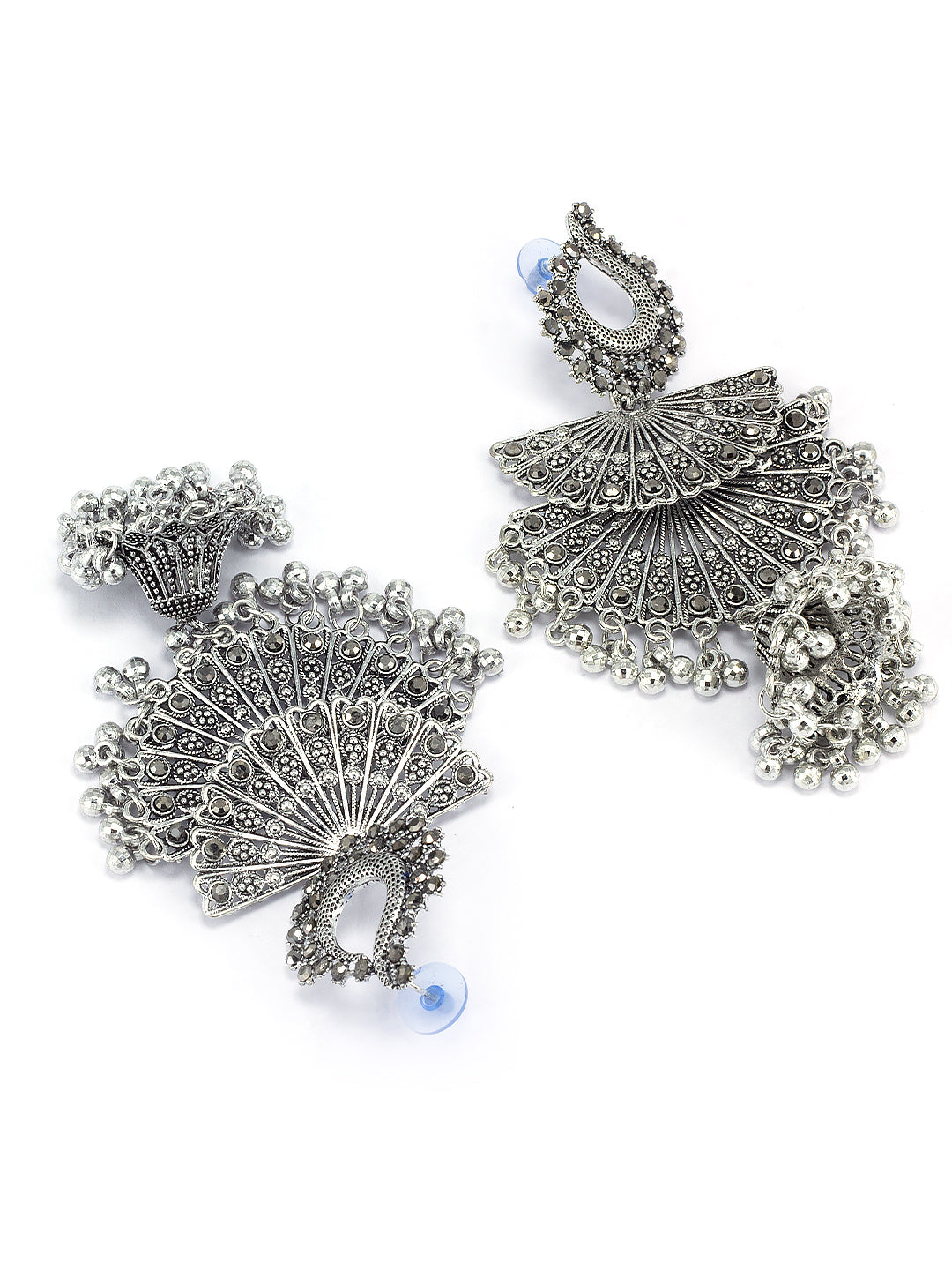 Silver Oxidised Afghani Jhumka Earrings