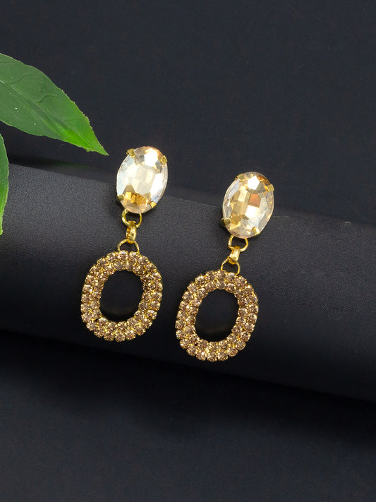 Gold Plated Rhinestone Studded Earrings