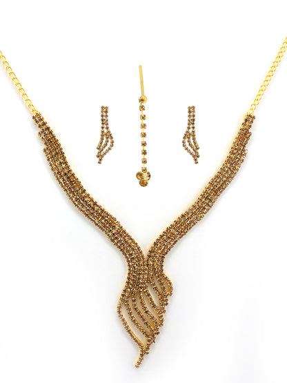 Gold Plated CZ Studded Designer Jewellery Set