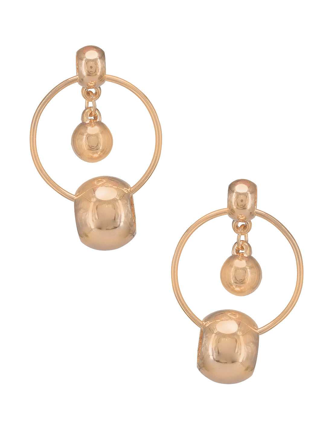 Rose Gold-Plated Stainless Steel Circular Drop Earrings