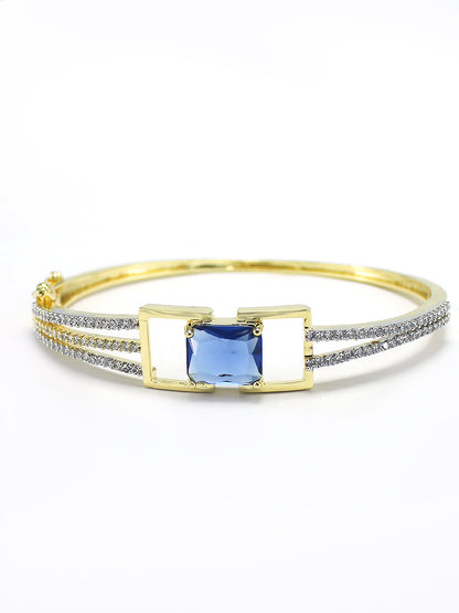 Gold Plated Blue American Diamond Studded Bracelet