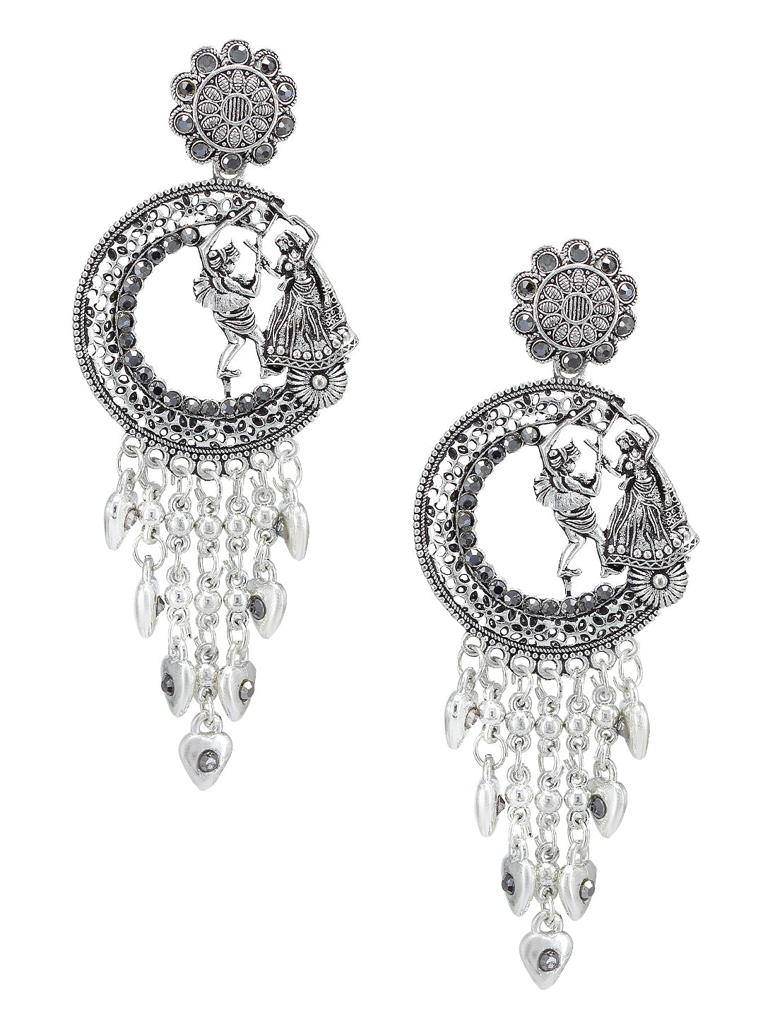 Silver Oxidised Dandiya Jhumka Earrings