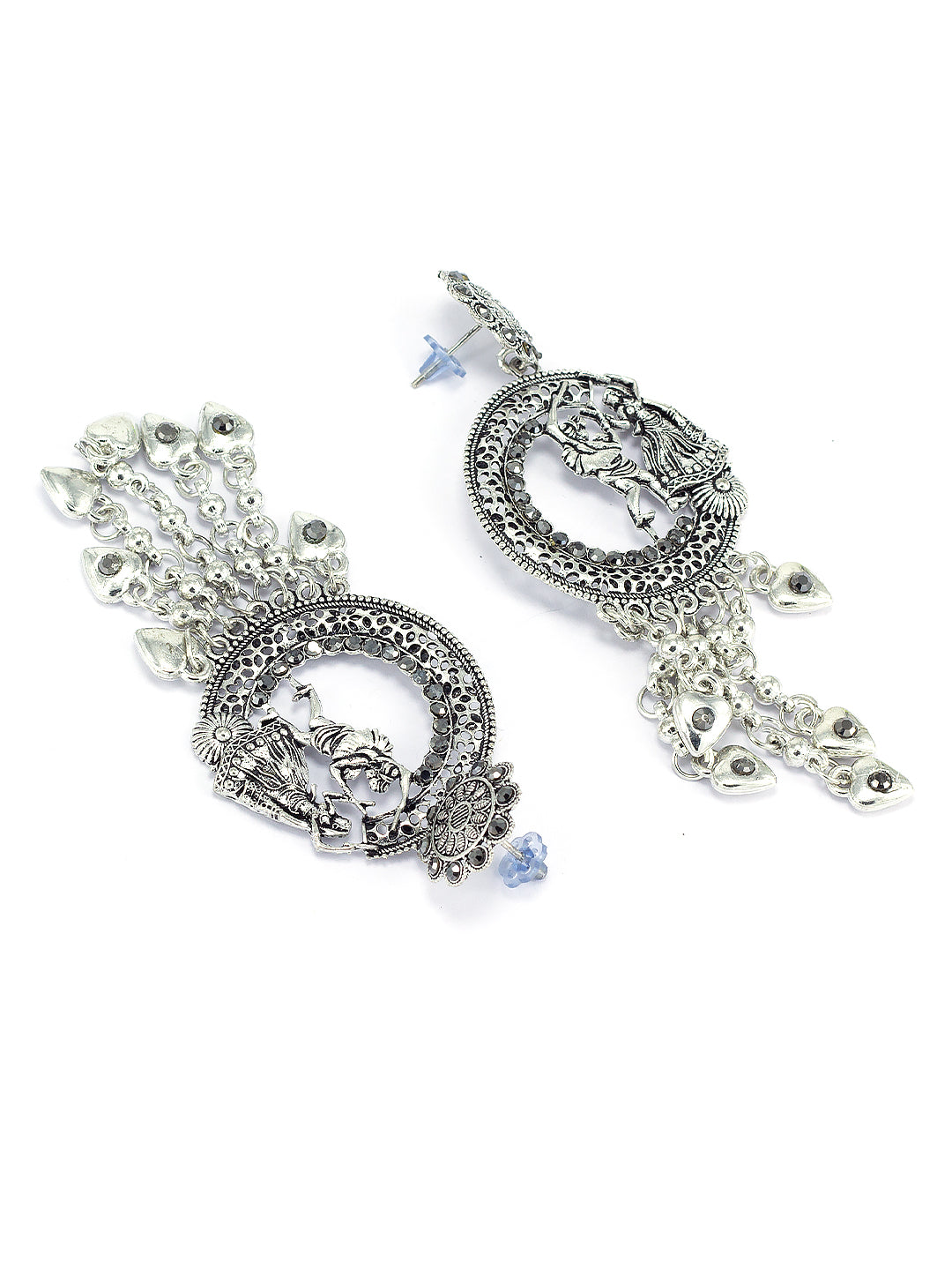 Silver Oxidised Dandiya Jhumka Earrings