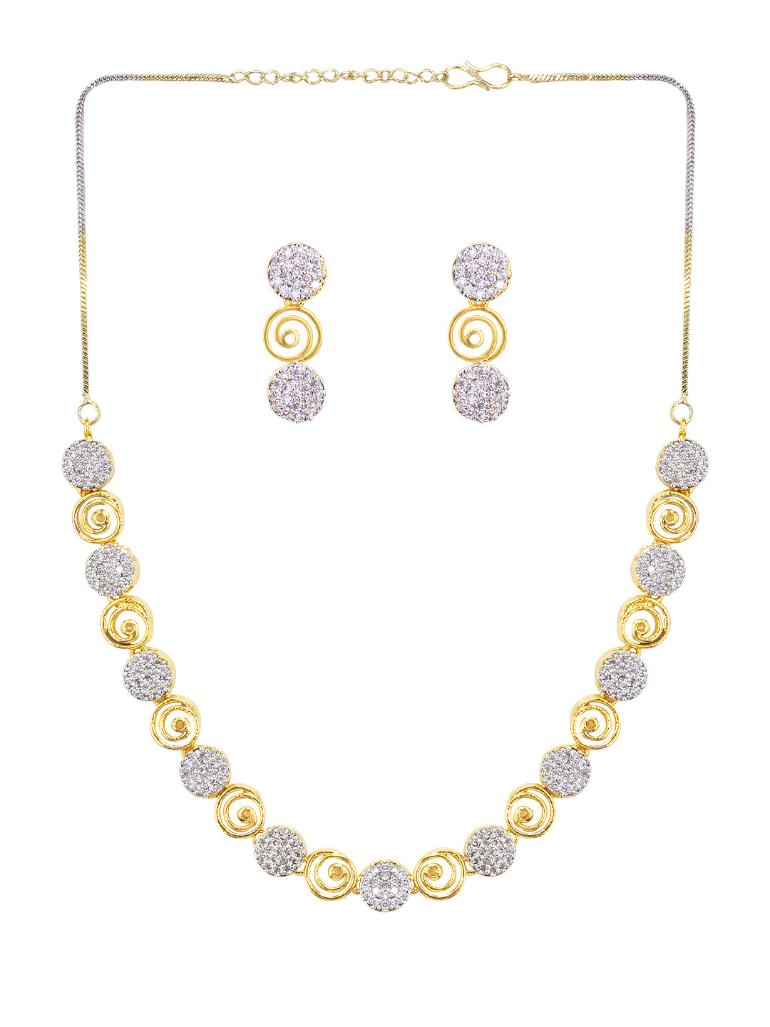 Gold Plated American Diamond Minimal Design Jewellery Set