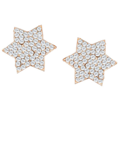 Rose Gold-Plated CZ Studded Studs Earrings