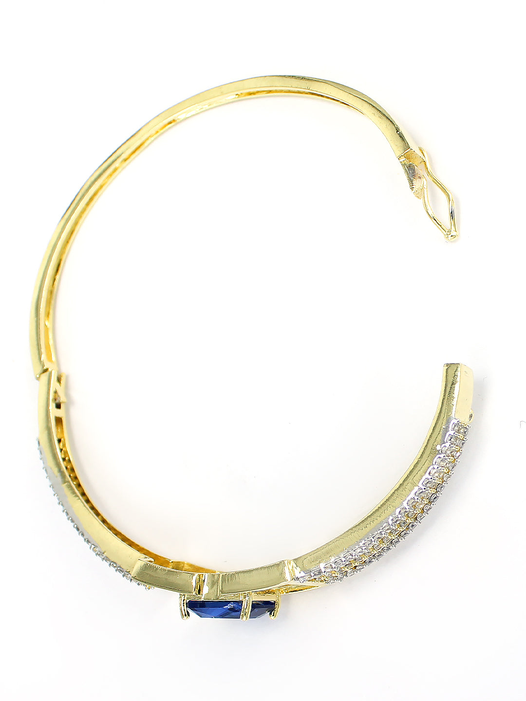 Gold Plated Blue American Diamond Studded Bracelet