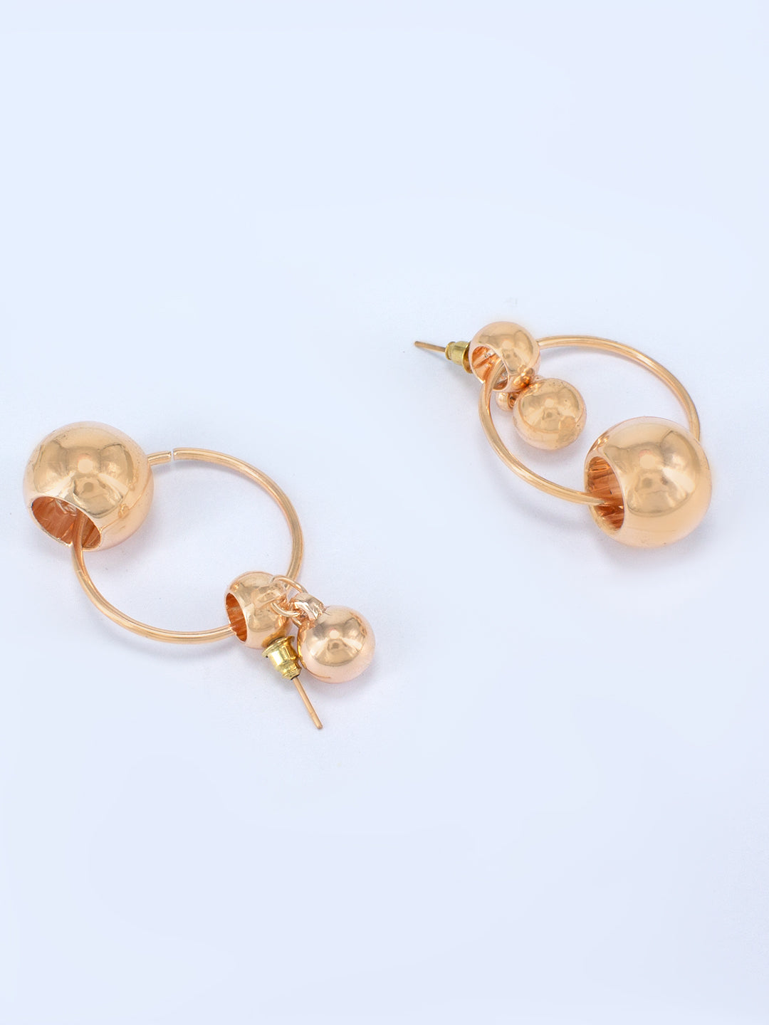 Rose Gold-Plated Stainless Steel Circular Drop Earrings