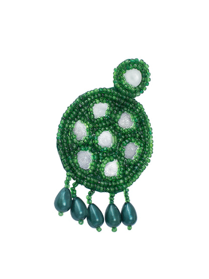 Green Beaded Quirky Drop Earrings