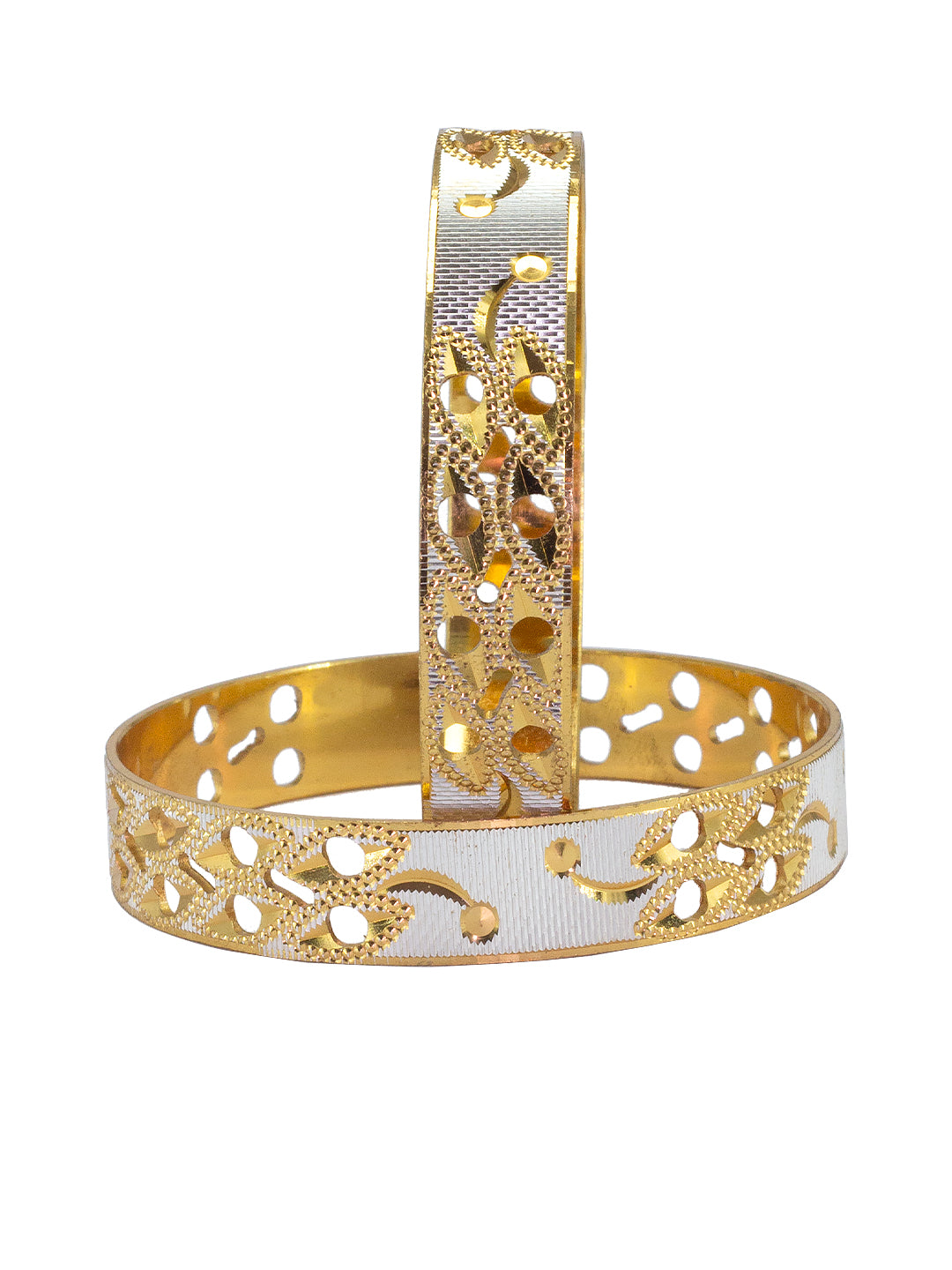 Gold Plated Rhodium Cutwork Bangle Pair