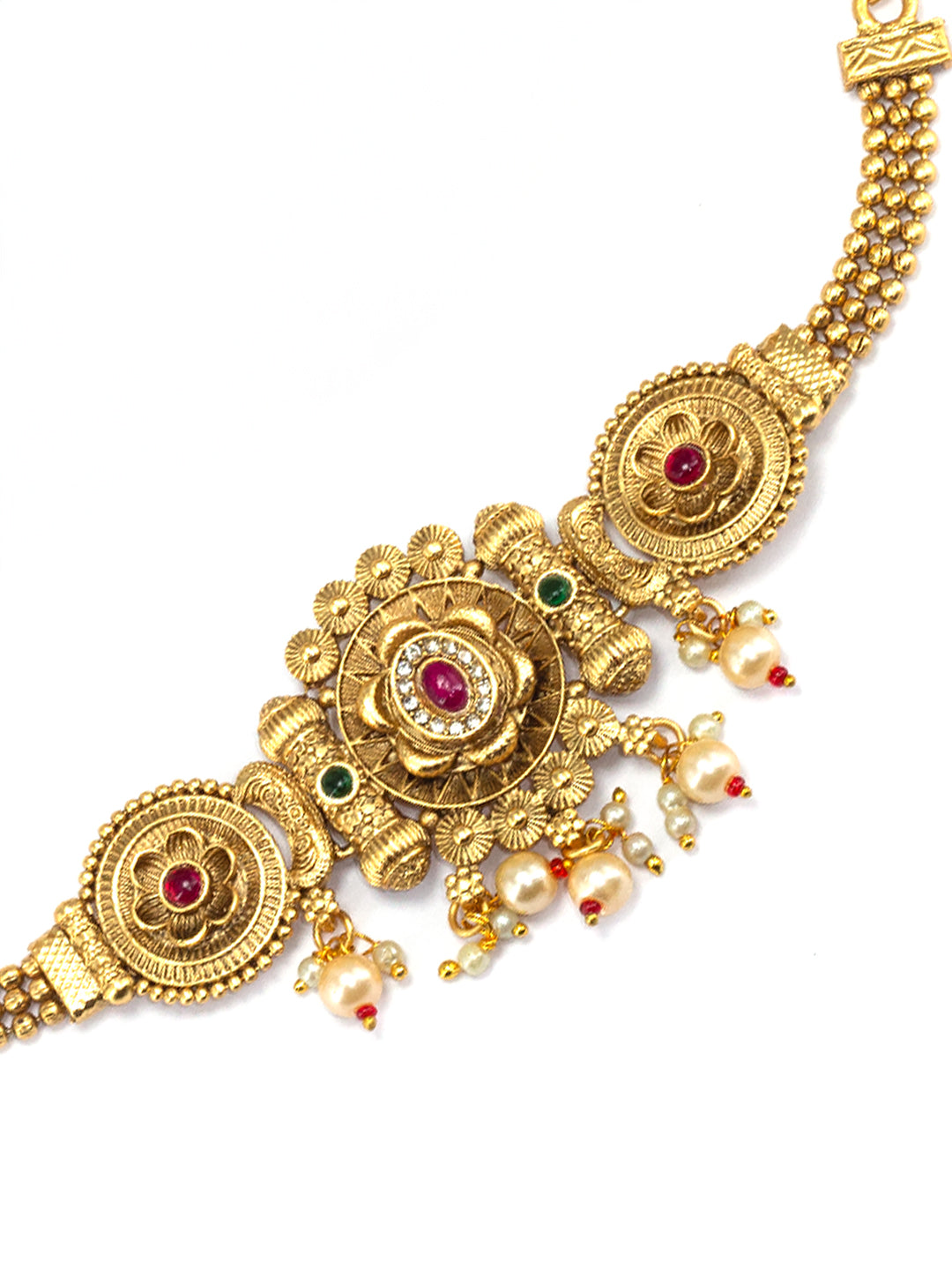 Gold Plated Kundan Choker Temple Jewellery Set