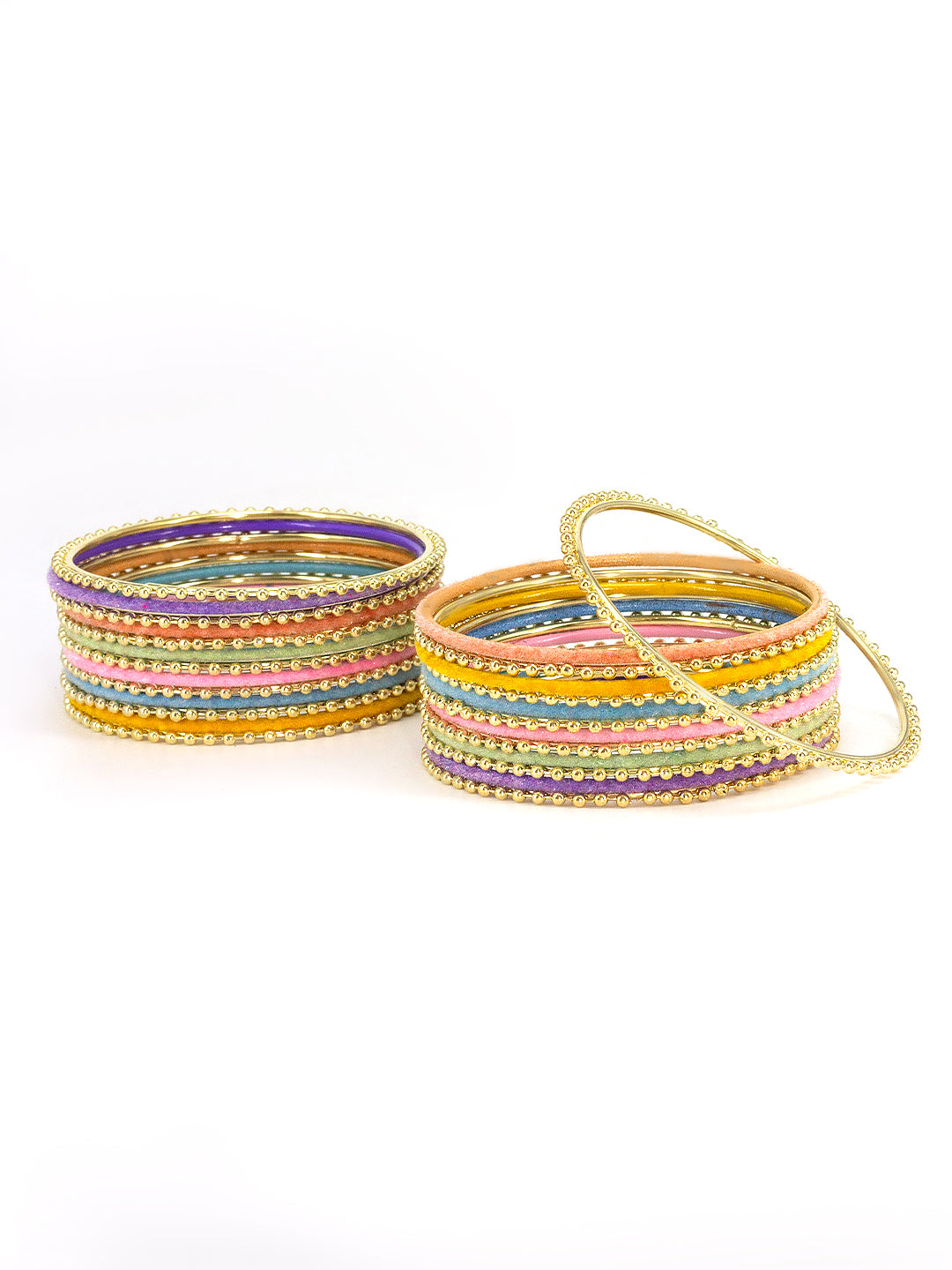 Set Of 26 Gold-Plated Textured Bangles