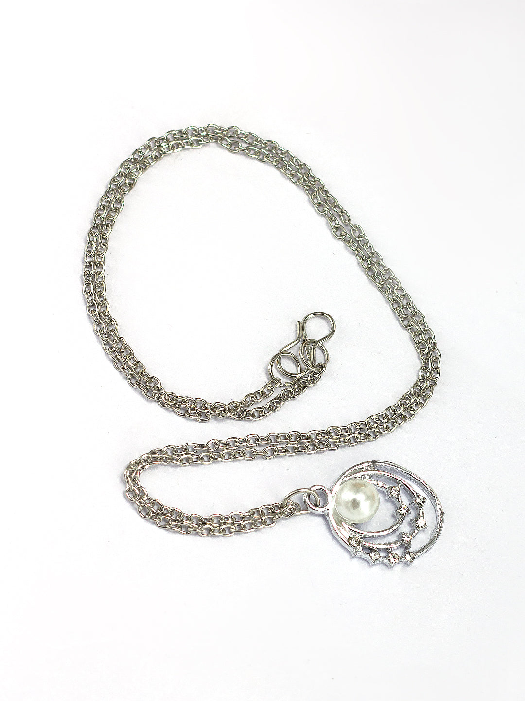 Silver Plated Pearl & CZ Pendant & Studs Set