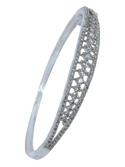 Rhodium Plated American Diamond Studded Bracelet