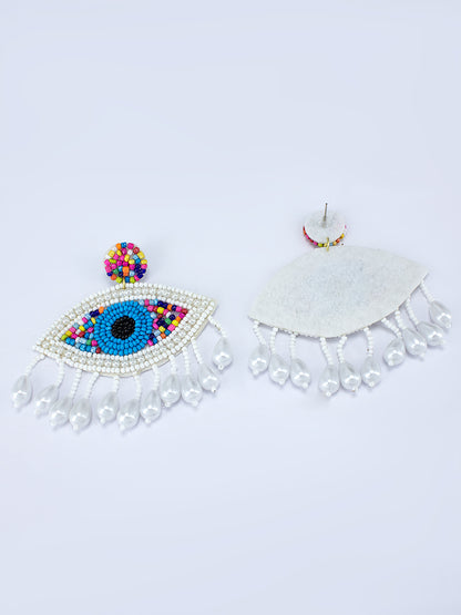 Evil Eye Beaded Quirky Drop Earrings