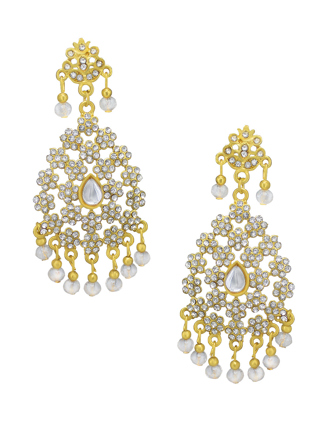 Gold Plated CZ Studded Jewellery Set With Maangtika