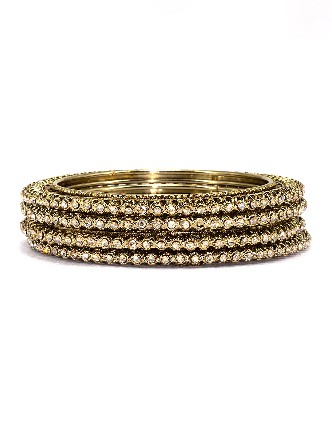 Set Of 4 Gold-Plated Stones Studded Bangles