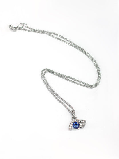 Silver Plated Evil Eye Shaped Pendant & Studs Set