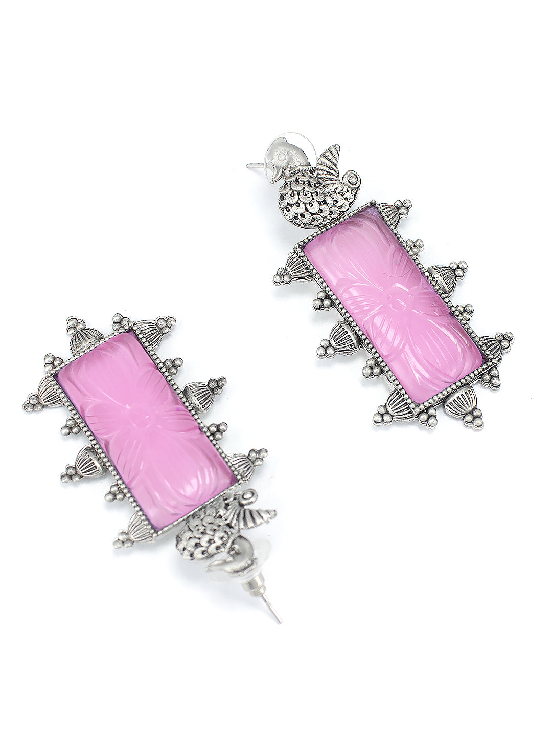 Silver Plated Pink Drop Earrings