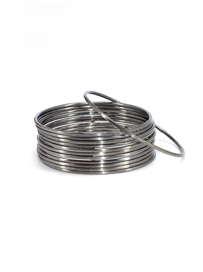 Set Of 12 Silver-Plated Minimal Basic Bangles