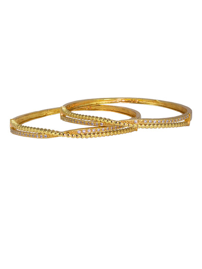 Gold Plated American Diamond Heart Bangle Pair