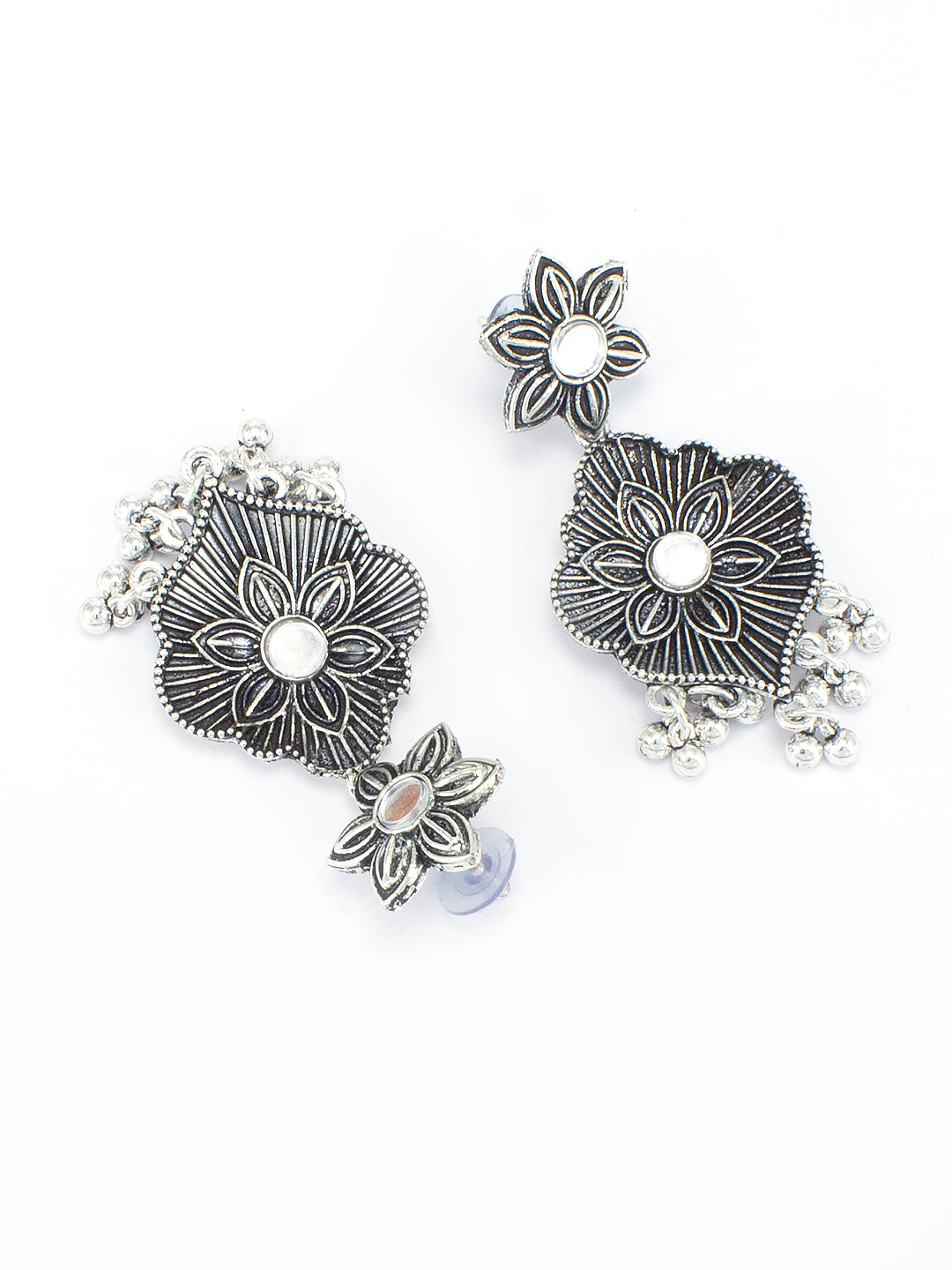 Silver Oxidised Floral Jewellery Set