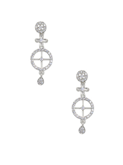 Rhodium Plated Floral American Diamond Jewellery Set