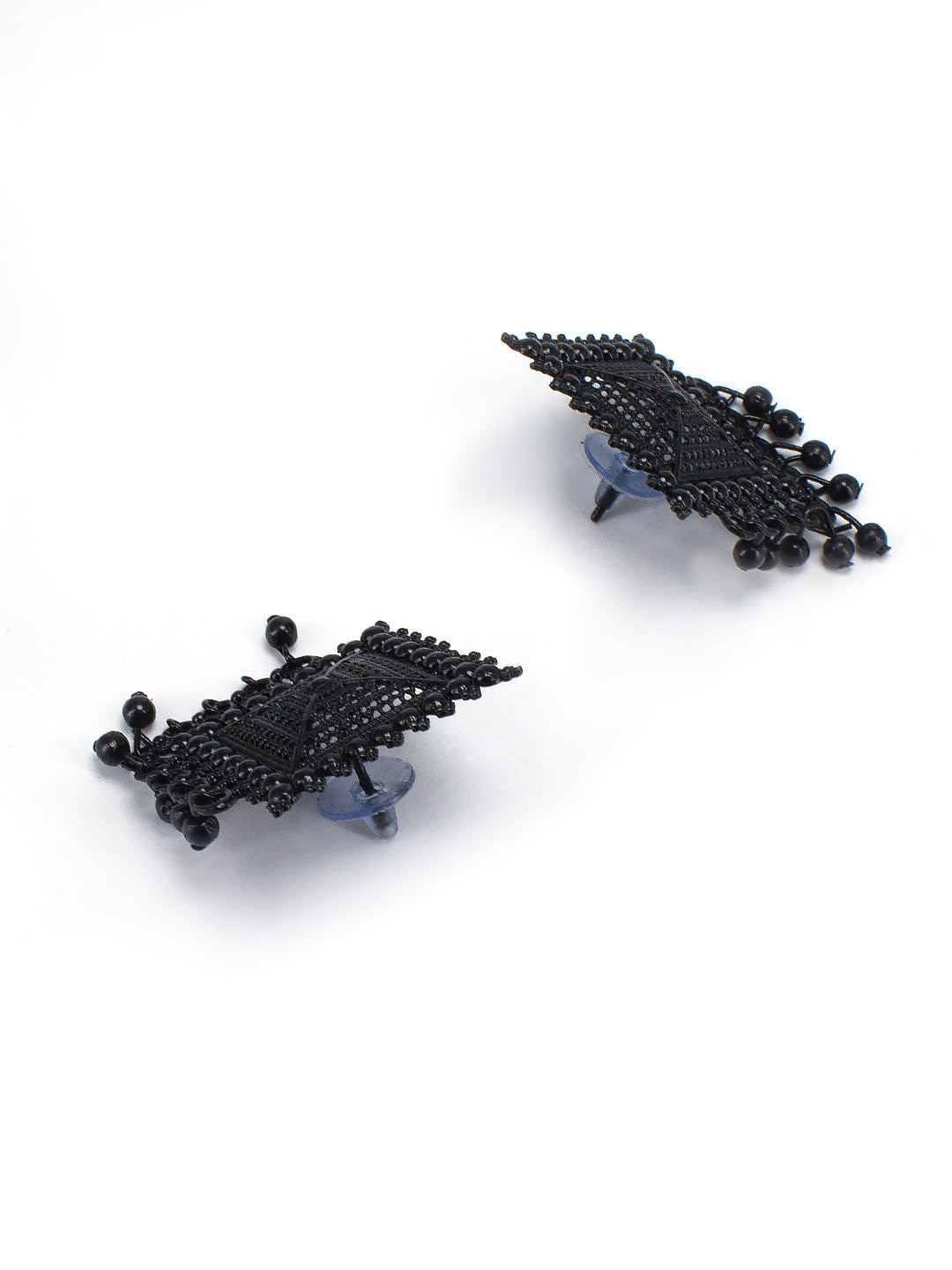 Black Square Shaped Stud Earrings