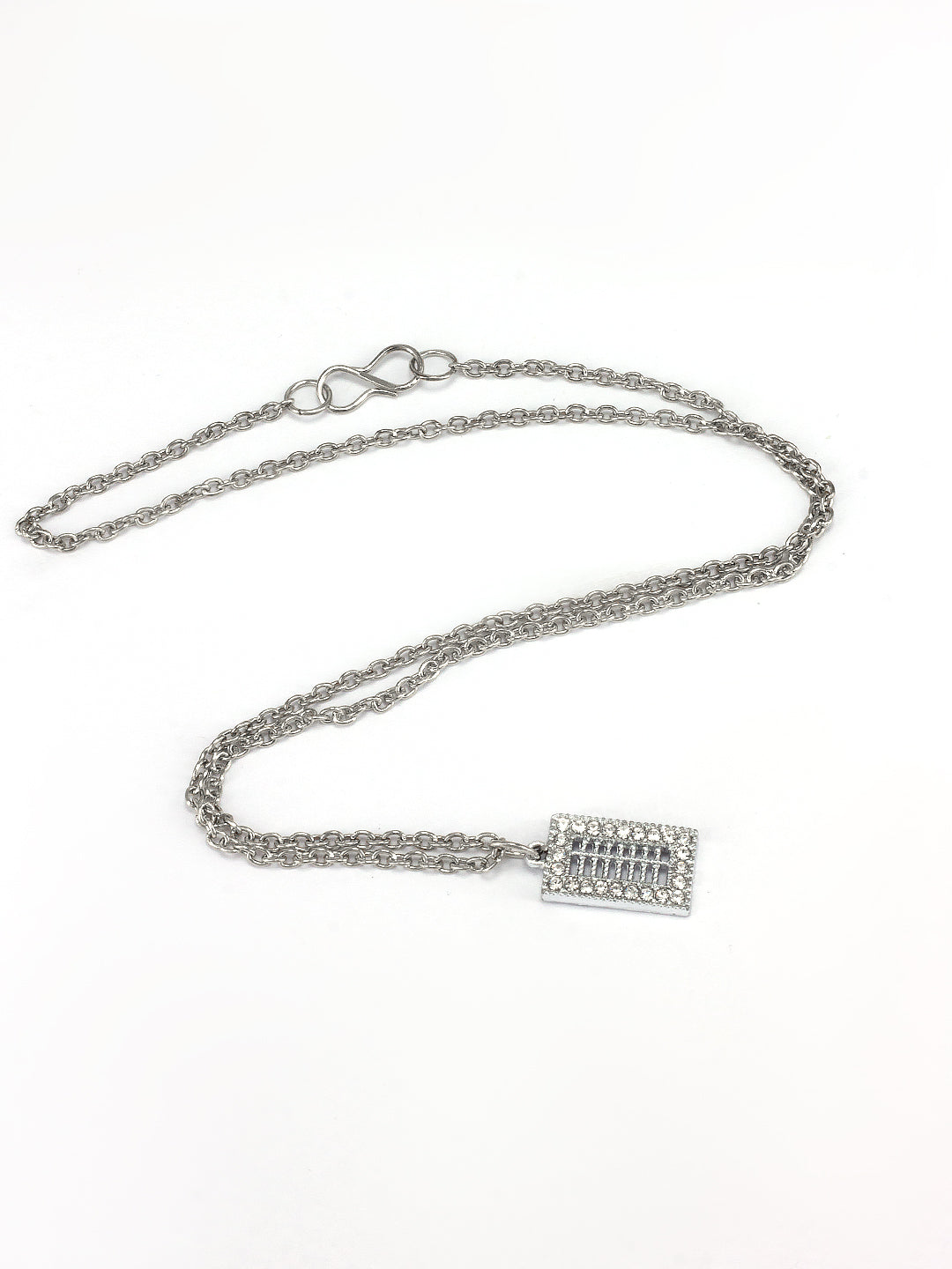 Silver Plated Square Shaped Pendant & Studs Set