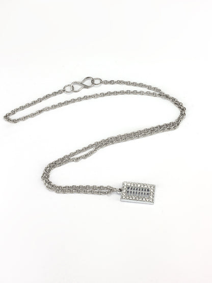 Silver Plated Square Shaped Pendant & Studs Set