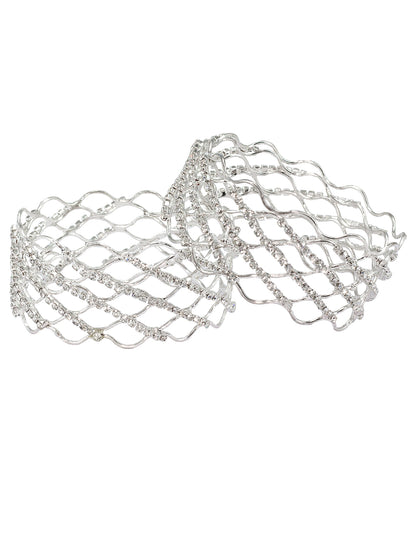 Pair of Silver-Plated Rhinestone studded Bangles