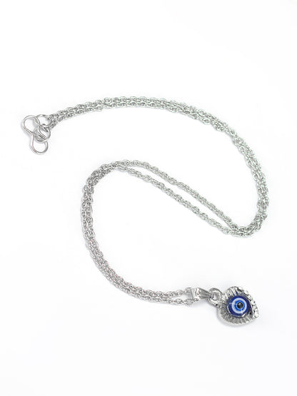 Silver Plated Evil Eye Heart Shaped Pendant & Studs Set