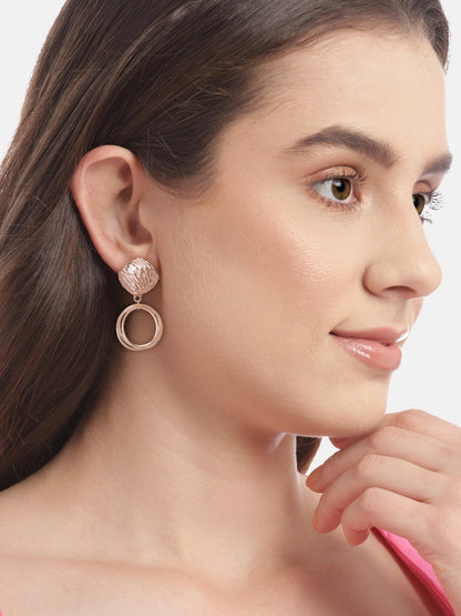 Rose Gold Plated Contemporary Drop Earrings