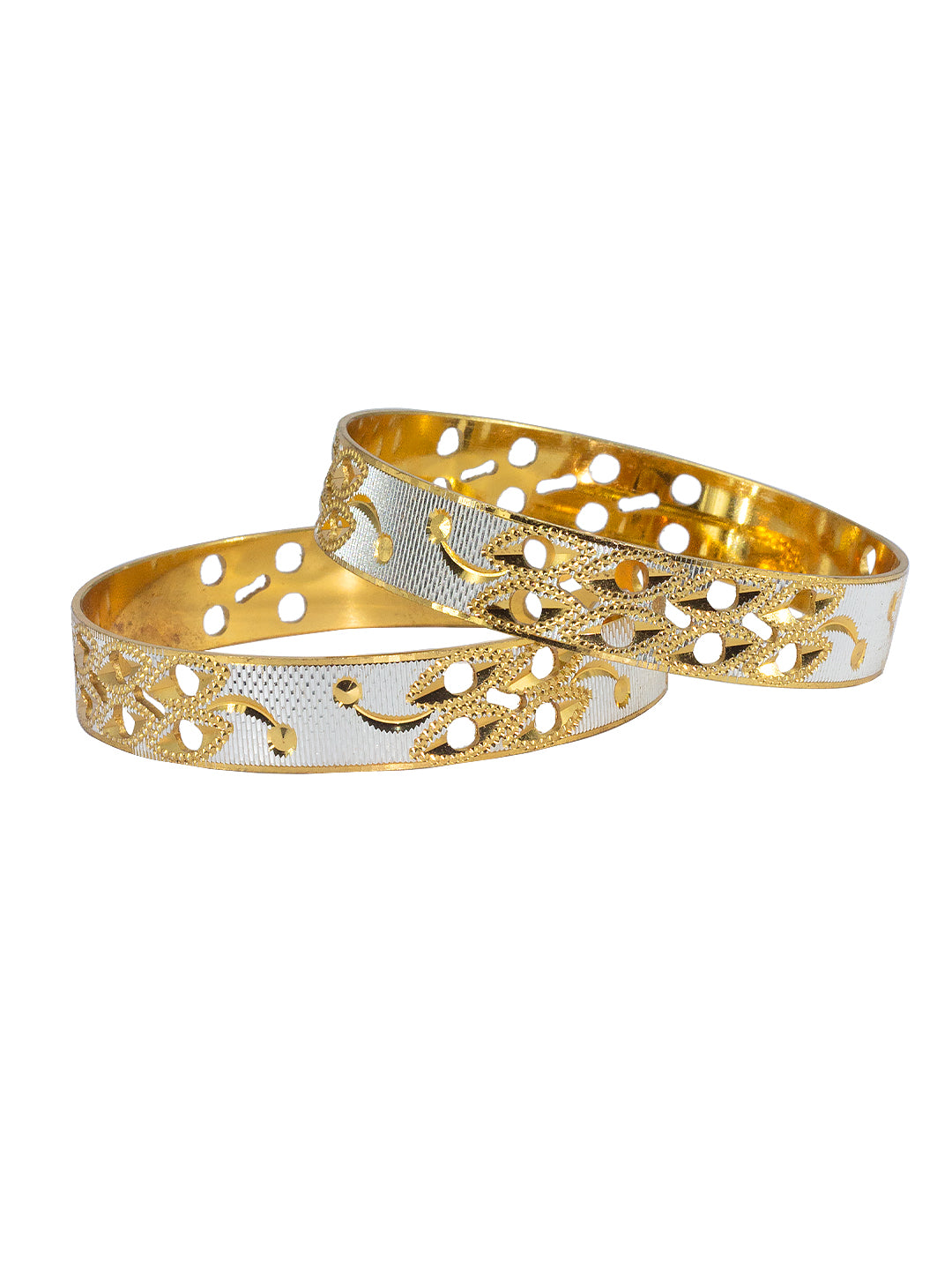 Gold Plated Rhodium Cutwork Bangle Pair