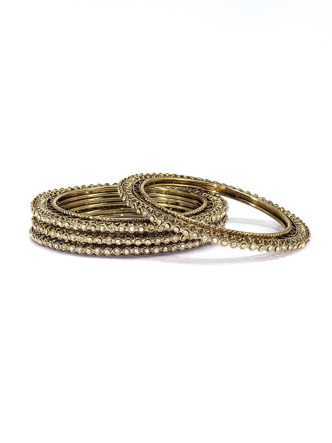 Set Of 4 Gold-Plated Stones Studded Bangles