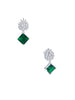 Rhodium Plated Green AD Trendy Drop Earrings