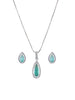 Rhodium Plated Green Drop American Diamond Trendy Pendant Set