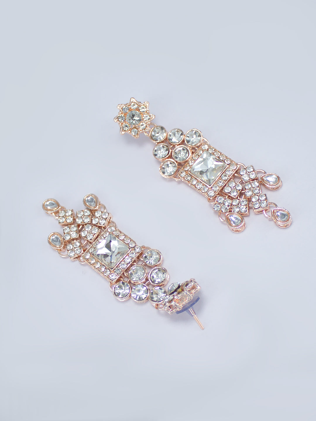 Rose Gold Plated Cubic Zirconia Studded Statement Jewellery Set With Maangtika