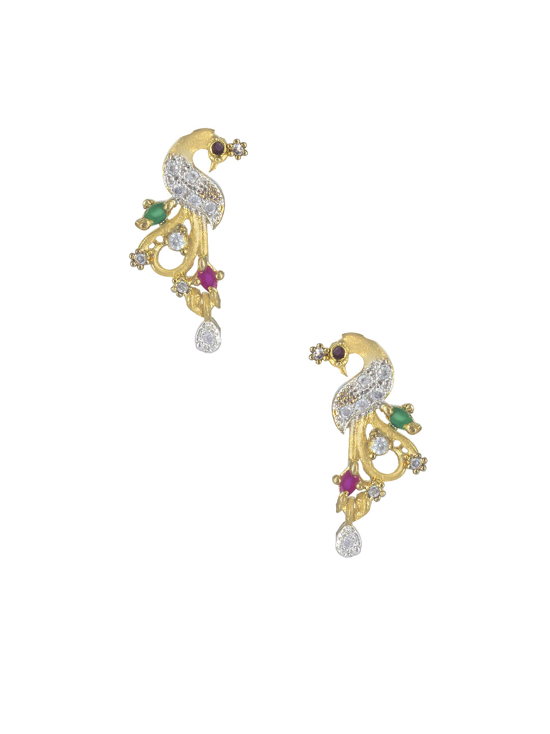 Gold Plated Peacock American Diamond Jewellery Set