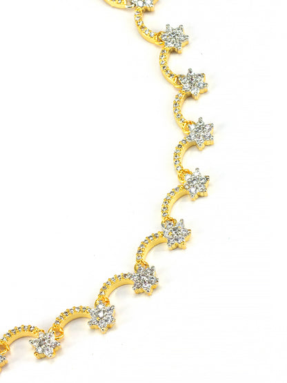 Gold Plated Floral American Diamond Jewellery Set