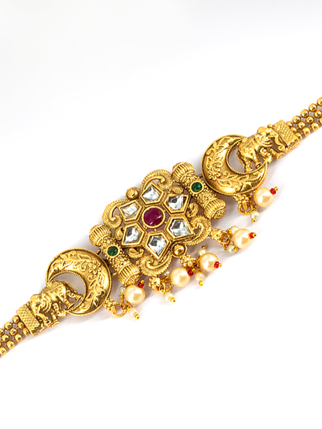 Gold Plated Kundan Choker Temple Jewellery Set