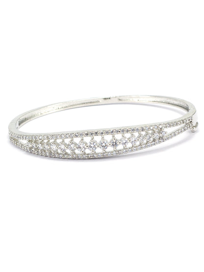 Rhodium Plated American Diamond Studded Bracelet