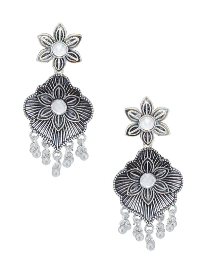 Silver Oxidised Floral Jewellery Set