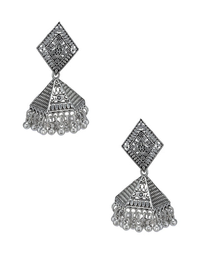 Pack Of 3 Traditional Silver Oxidised Jhumkas