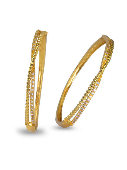 Gold Plated American Diamond Heart Bangle Pair