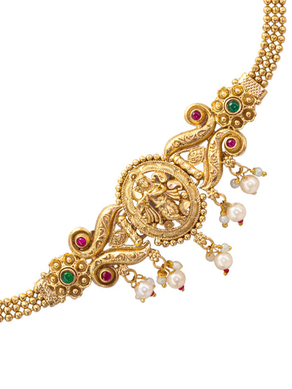 Gold Plated Shree Krishna Kundan Choker Temple Jewellery Set