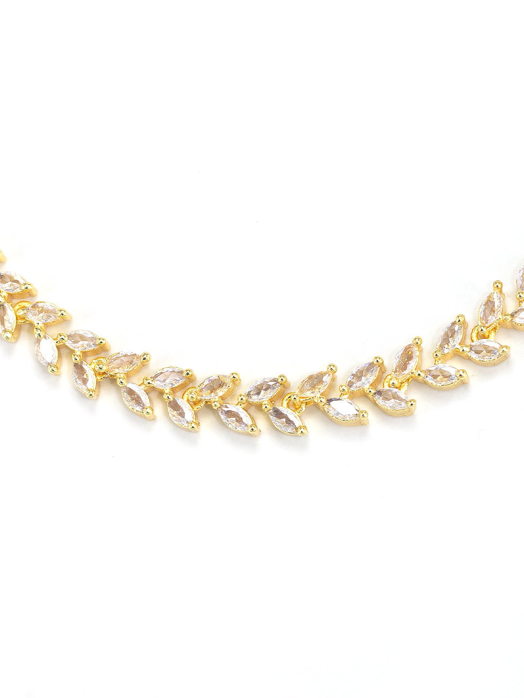 Gold Plated Leaf American Diamond Trendy Jewellery Set